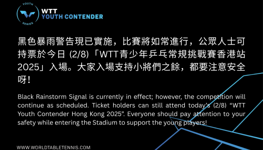 黑色暴雨警告現已實施，比賽將如常進行。